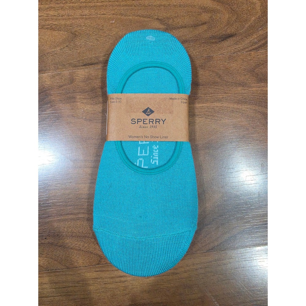 Sperry No Show Liner Women 5-10 Blue NEW 3 Pair Wave-Siping Heel SCWS14B001-03